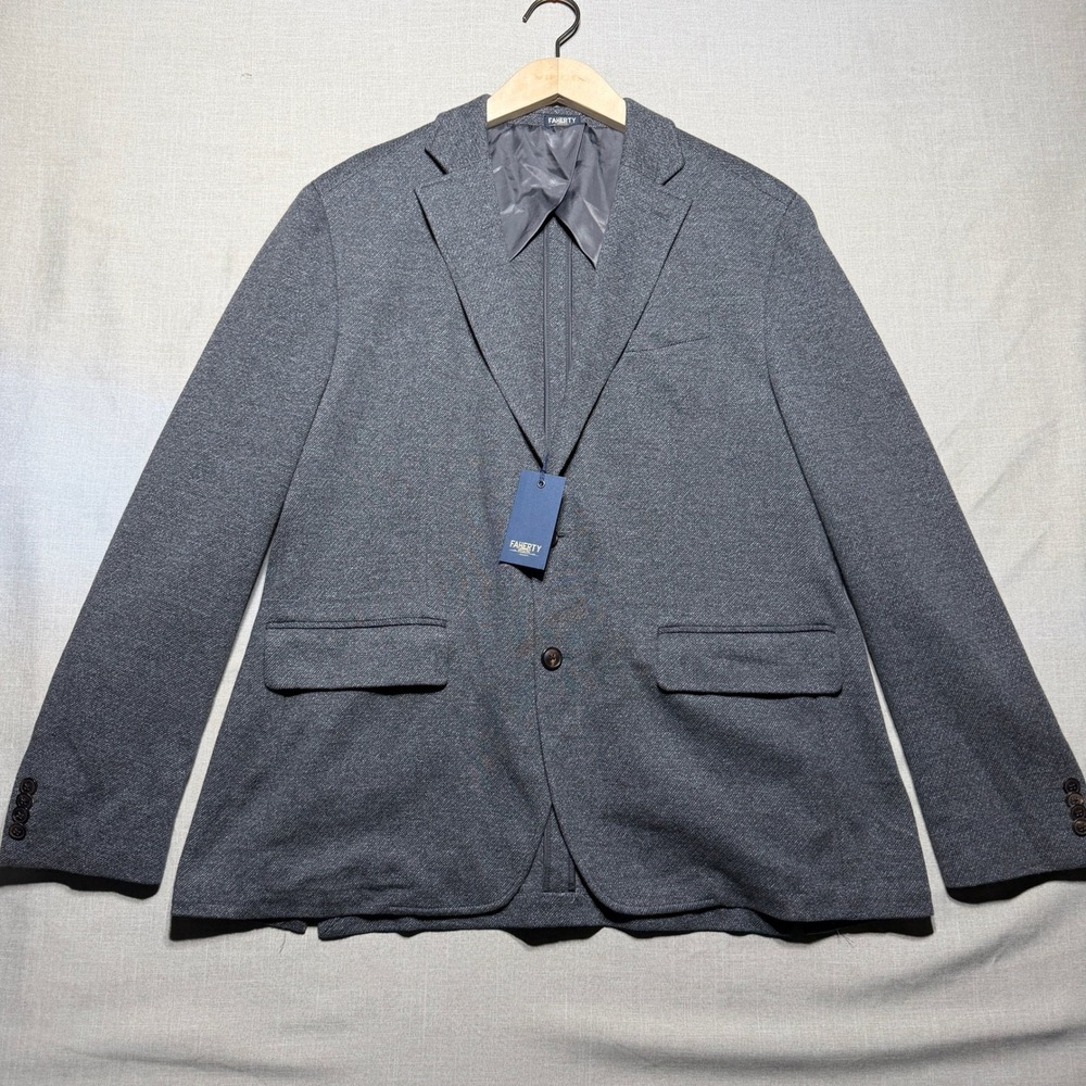 Faherty Blazer Mens XL Gray Solid Ideal Blazer MTF1902-GRY Reserve Knit Japan